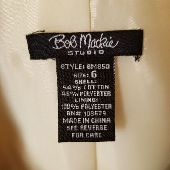 BOB MACKIE BEIGE JACKET W/ BLACK TRIM - Picture 3 of 5